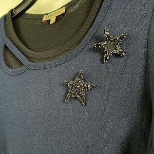 EMBELLISHED Cut Out Neck Top with 2  back ties 2 piece top 
NWT retail $68 NWT